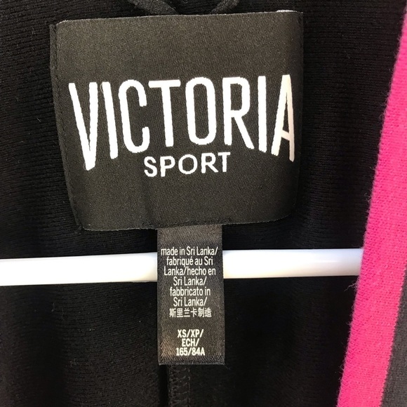 Victoria Sport/Victoria’s Secret, Deep V Zip-Up Jacket in Pink & Black, Size XS - Picture 6 of 10